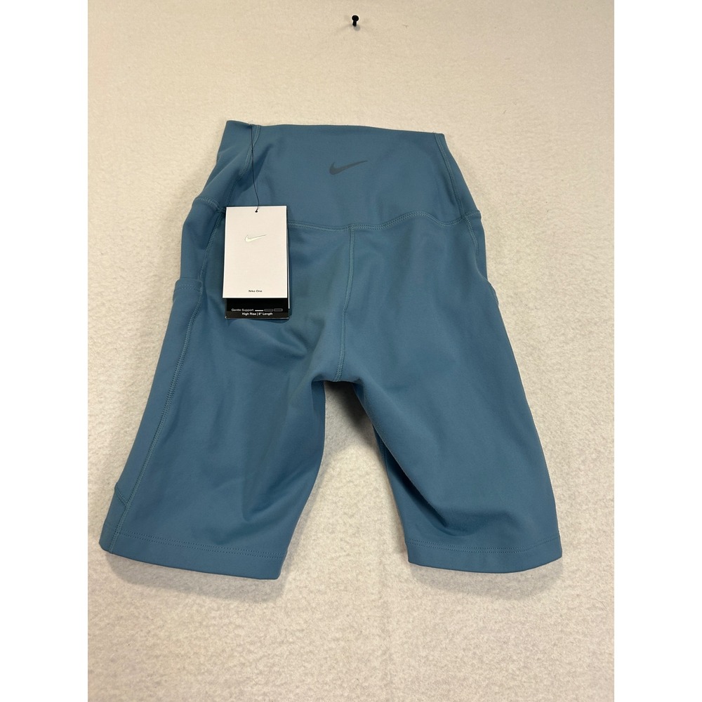 Nike One Dri-FIT Womens High Rise 8 Inch Bike Shorts Blue FZ6758-008 XS